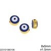 CCB Evil Eye Bead 8x5mm with Enamel and Hole 1.5mm