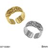 Stainless Steel Ring with Braid Open 8mm