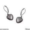 Stainless Steel Hook Earrings with Hanging Heart 12mm