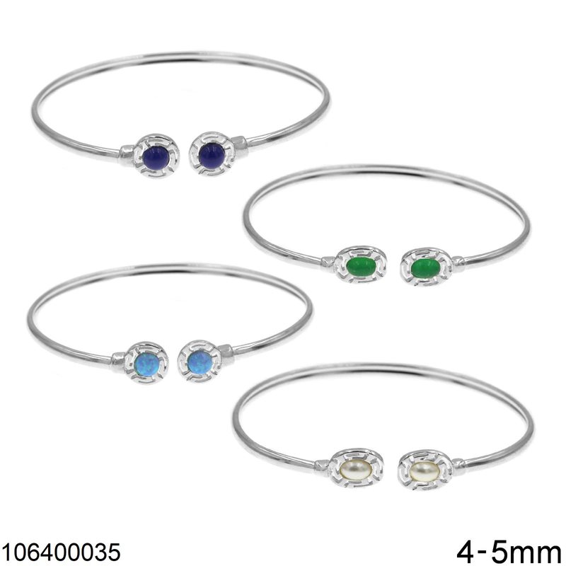 Silver 925 Bracelet with Meander and Stone 4-5mm