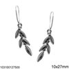 Silver 925 Hook Earrings Olive branch 10x27mm