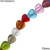 Glass Puffy Heart Bead 13mm