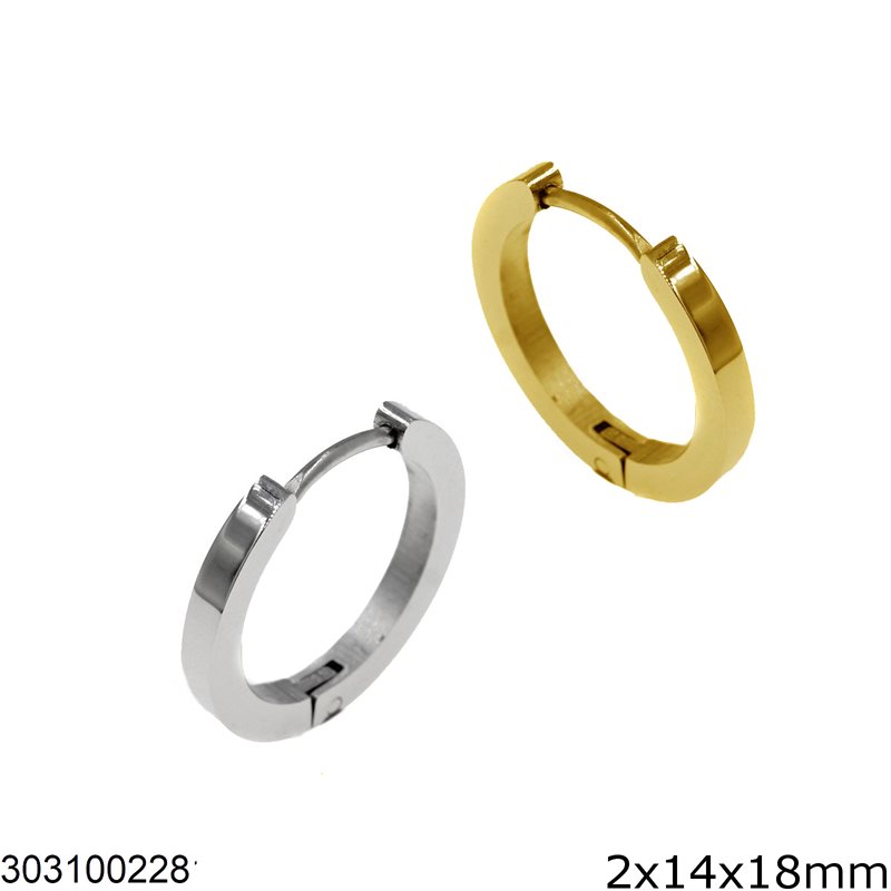 Stainless Steel Hoop Earrings  2x14x18mm 