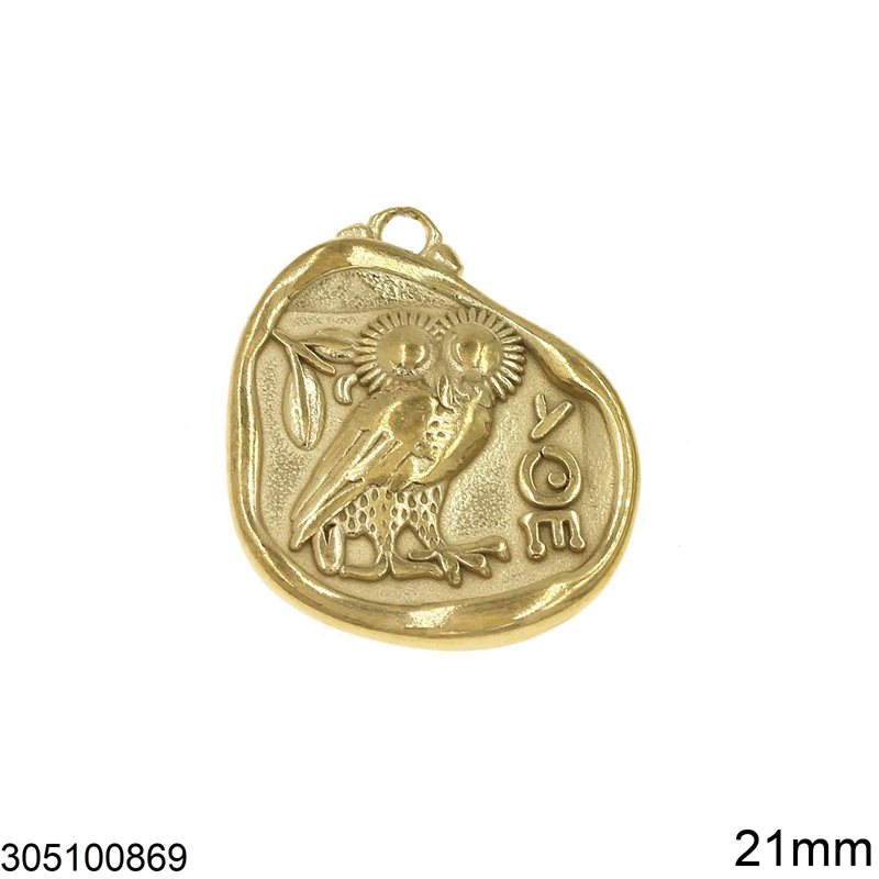 Stainless Steel Pendant Irregular with Owl 21mm