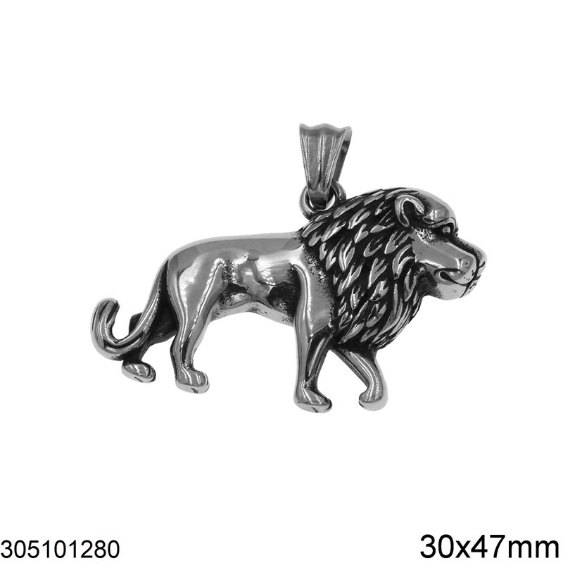 Stainless Steel Pendant Lion 30x47mm