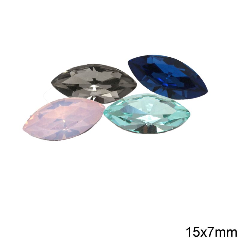 Glass Navette Rhinestone 15x7mm