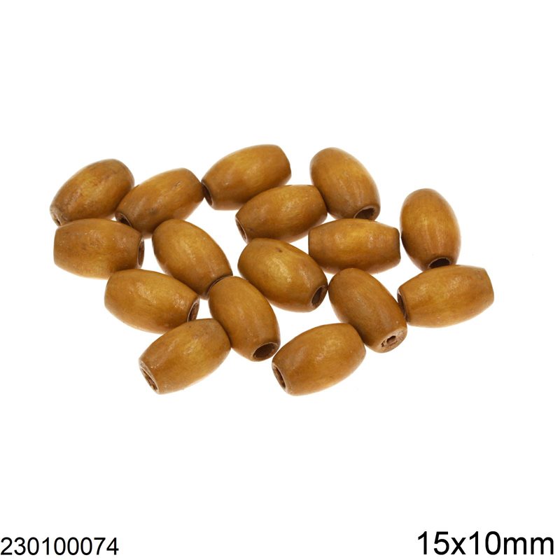 Wooden Bead 15x10mm, Light Brown