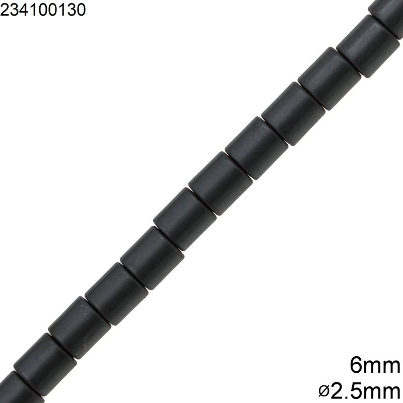Χάνδρες Σωληνάκι Αιματίτης 6mm με Τρύπα 2.5mm