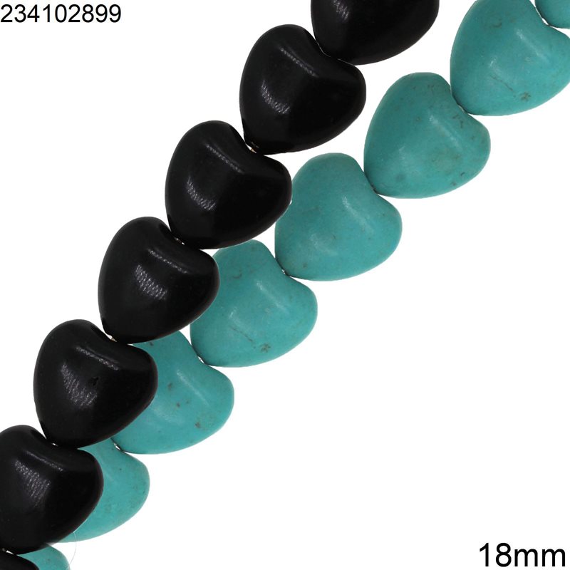 Turquoise Heart Crackle Beads 18mm