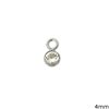 Silver 925 Bezel Round Pendant and Spacer with Zircon 4mm
