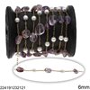 Stainless Steel Chain with Agate Beads 6mm and Pearls