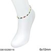 Stainless Steel Anklet with Enameled Evil Eyes 4-6mm, 25cm