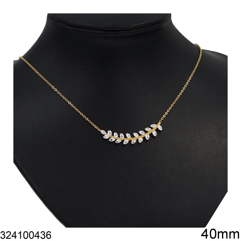 Stainless Steel Necklace Branch with Samballa 40mm, Gold