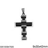 Stainless Steel Pendant Double Cross 9x30x42mm
