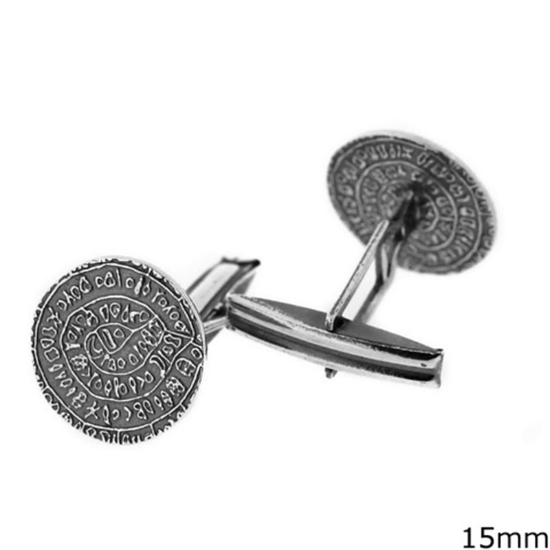 Silver 925 Cufflinks Diskus of Phaistos 15mm