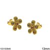 Silver 925 Stud Earrings Diasies with Zircon 13mm