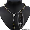 Stainless Steel Rosary Necklace Cross 19x32mm