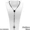 Stainless Steel Rosary Necklace Cross 9x16mm and Beads 4mm