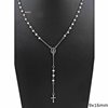 Stainless Steel Rosary Necklace Cross 9x16mm and Beads 4mm