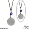 Stainless Steel Double Sided Car Amulet Disk with Jesus 18mm and Evil Eye 14-17cm
