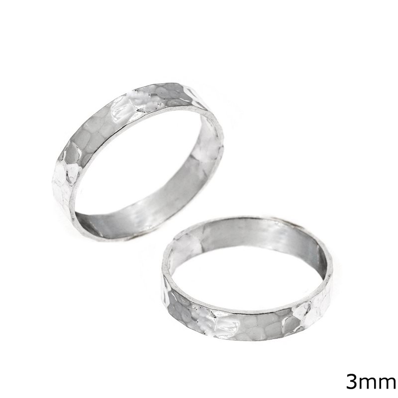 Silver 925  Hammered Ring 3mm