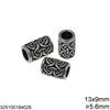 Stainless Steel Bead 10-13mm with Hole 3-8.5mm, Oxidised