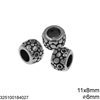 Stainless Steel Bead 10-13mm with Hole 3-8.5mm, Oxidised