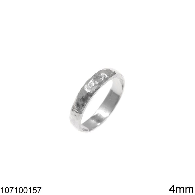 Silver 925 Hammered Ring 4mm