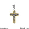Stainless Steel Pendant Cross Jesus Christ 6x22x31mm