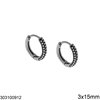 Stainless Steel Hook Earrings with Design 3x15mm, Oxidised