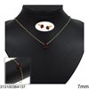 Stainless Steel Set of Necklace & Earrings with Round Stone 6-7mm