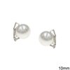 Silver 925 Clip on Earrings with Pearl 10mm