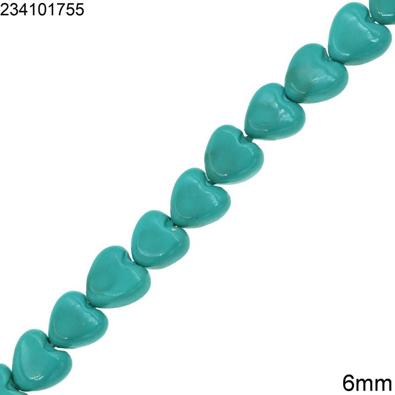 Pasta Shell Heart Beads 6mm, Turquoise