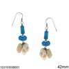 Silver 925 Earrings with Hanging Turquoise Rodelle and Freshwater Pearl 42-45mm