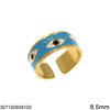 Stainless Steel Ring with Evil Eyes & Enamel 8.5mm