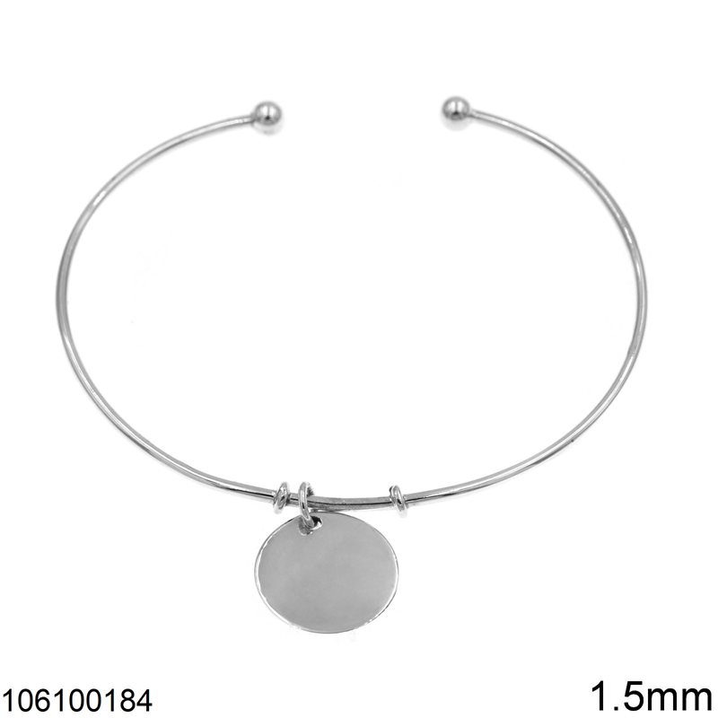 Silver 925 Bracelet with Plate 15mm and Balls