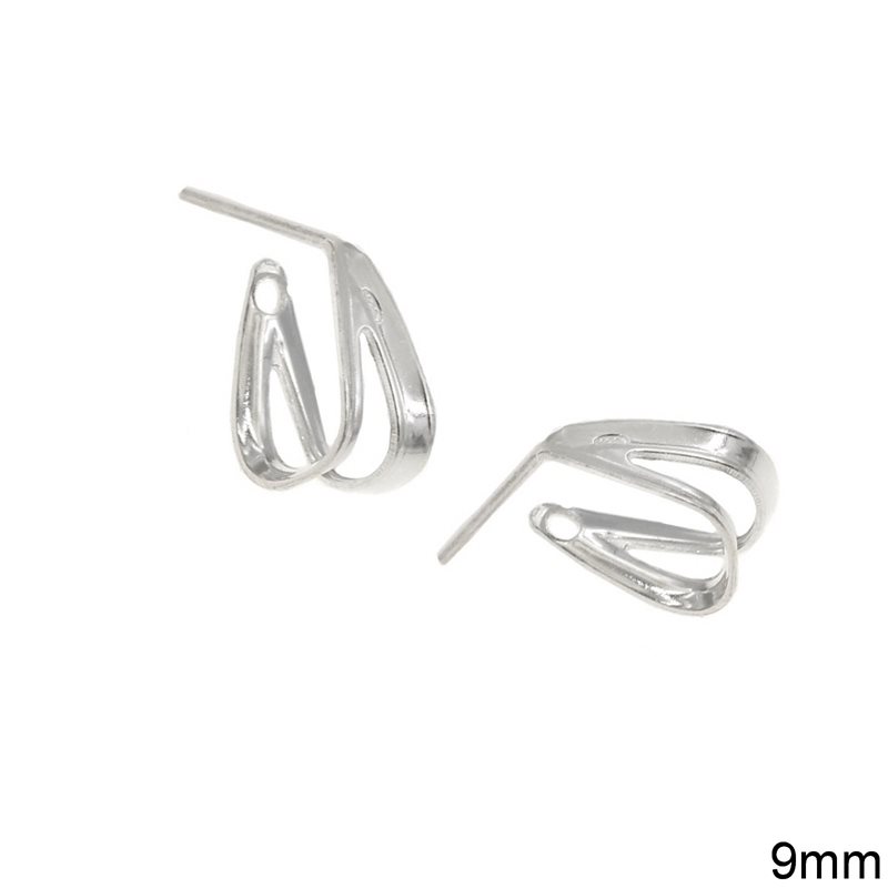 Silver 925 Earrings Tringle Finding 9mm