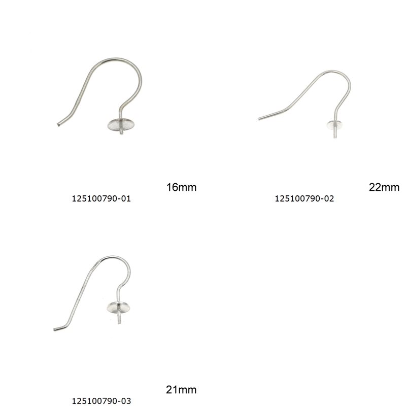 Silver 925 Earring Hook with Post 16-22mm