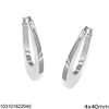 Silver 925 Oval Hoop Earrings with Square Sarniera 4mm