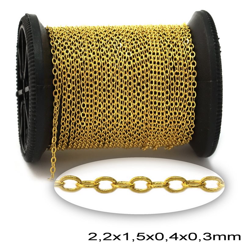 Brass Oval Link Chain Flat Wire 2.2x1.5x0.4x0.3mm