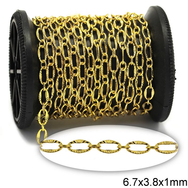 Brass Oval Link Chain Flat Wire 6.7x3.8x1mm