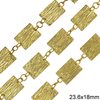 Brass Chain with Rectangular Textured Spacers 23.6x18mm, Gold plated NF