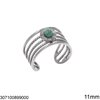 Stainless Steel Ring with Round Semi Precious Stone 11mm
