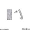 Stainless Steel Curved Rectangular Stud Earrings with Ring 20x8.5mm