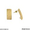 Stainless Steel Curved Rectangular Stud Earrings with Ring 20x8.5mm