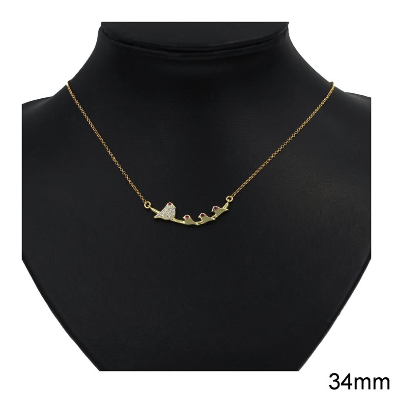 Silver 925 Necklace with Birds 43mm