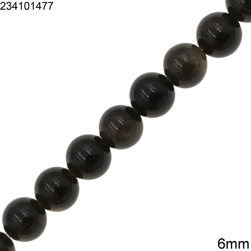 Obsidian Round Beads 6mm, Black