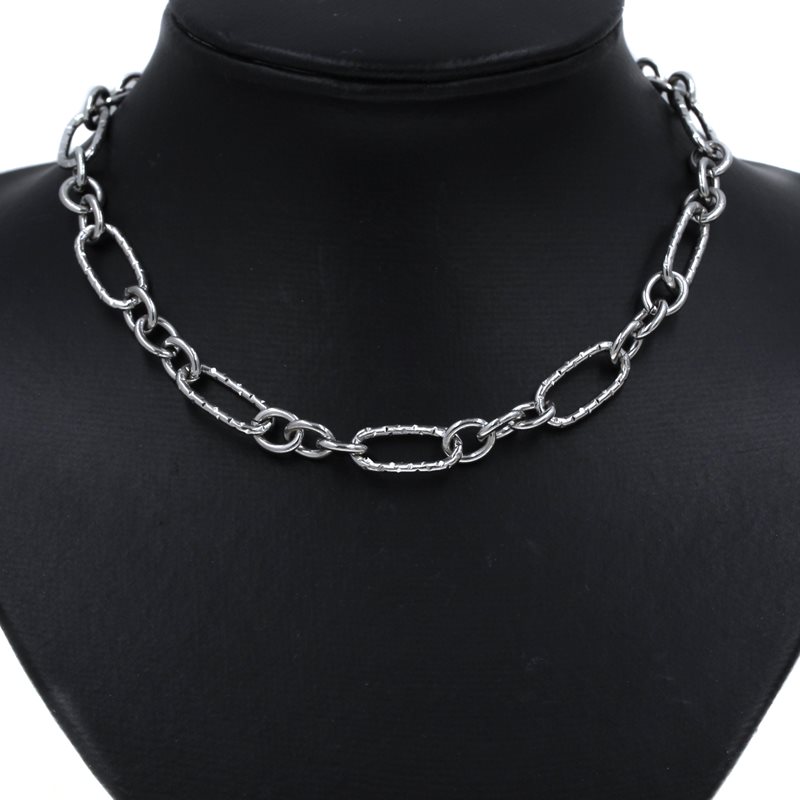 Stainless Steel Link Chain 3:1 Hammered Oval Link 19.8x9.8x2mm with 3 Oval Rings