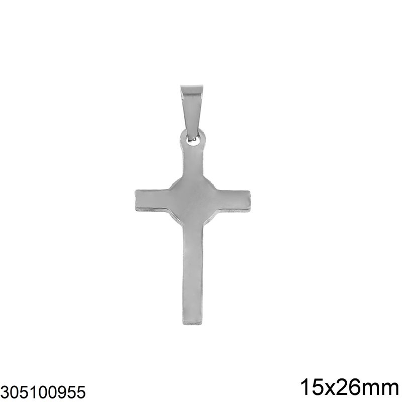 Μενταγιόν Ατσάλινο Σταυρός 15x26mm