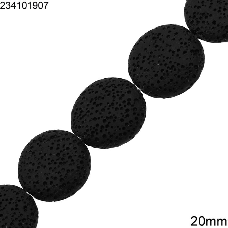 Lava Round Beads 20mm, Black